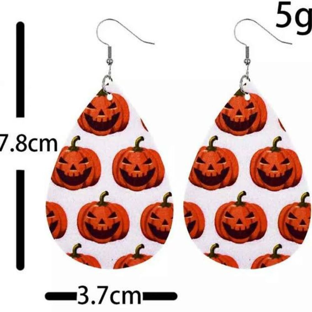 Fall Halloween Dangle Pumpkin Earrings Fun Casual Womens Jewelry